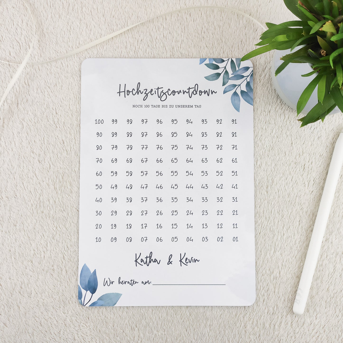 Countdown Hochzeit Greenery - personalisiert