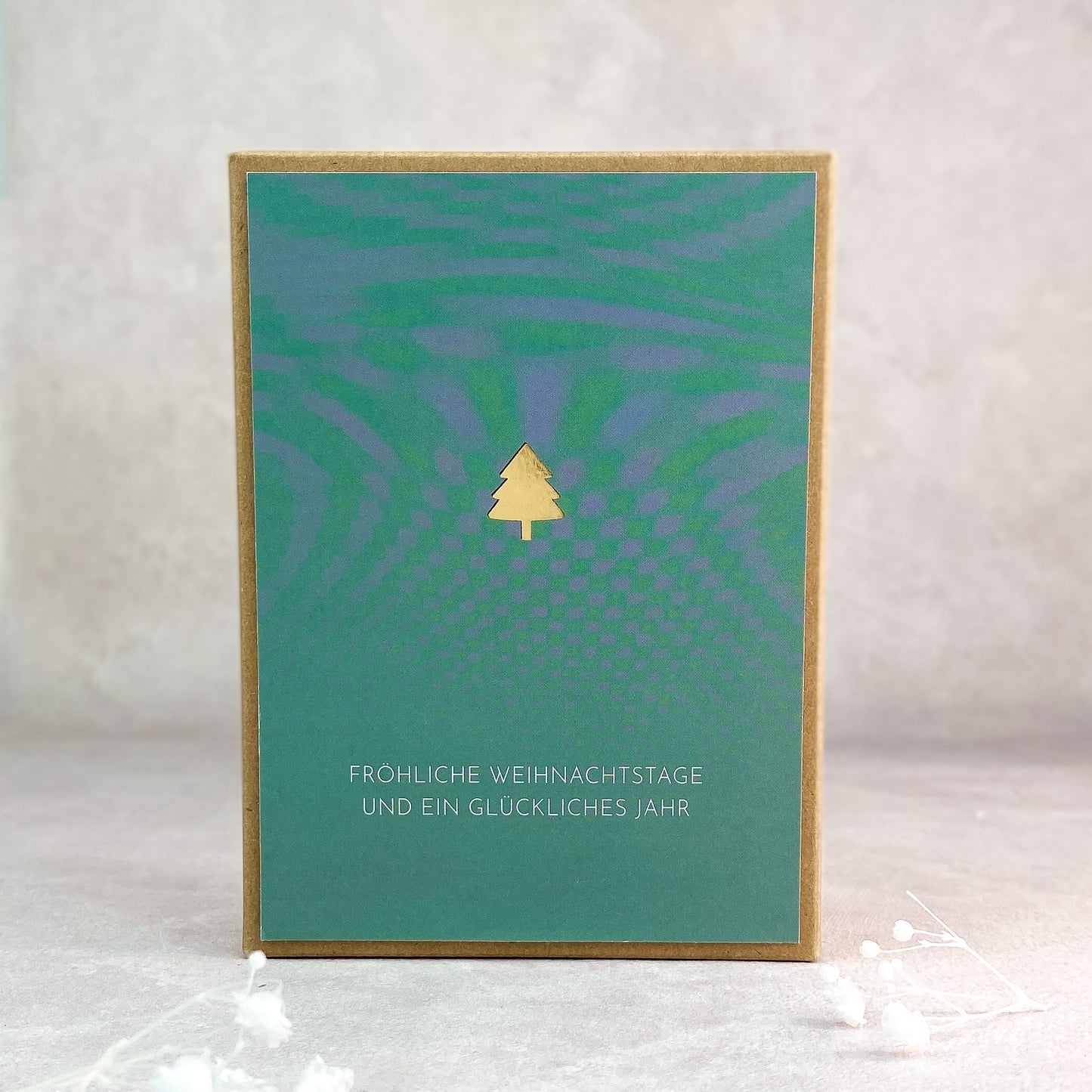 Geschenkschachtel Weihnachten Türkis/Gold