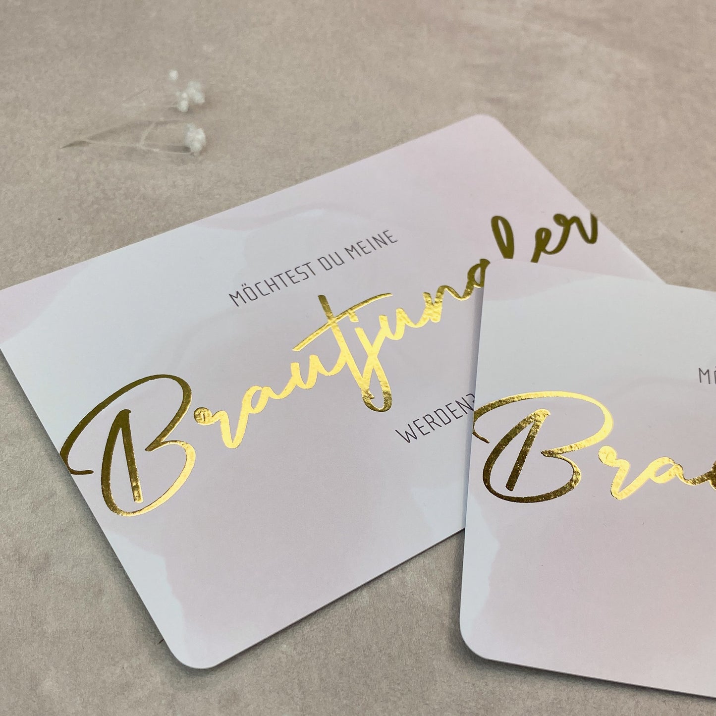 Karte Brautjungfer fragen - Rosa/Gold